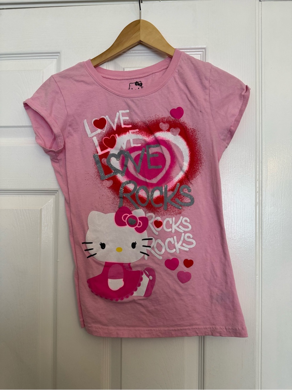 Hello Kitty Pink Graphic Tee with Heart and Bow
